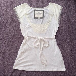 Vintage Y2K Abercrombie & Fitch 2000s Lace Trim Babydoll Top